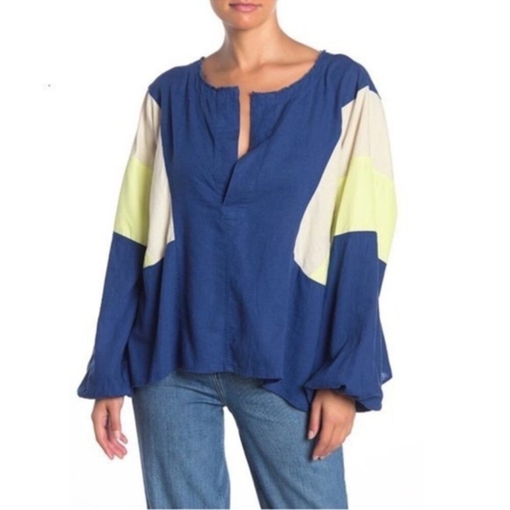 We The Free Free People Beating Hearts Oversized Color Block Top size S